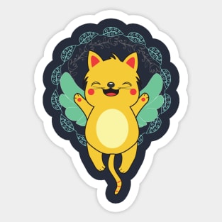 Angel Kitty with Flowers Sticker